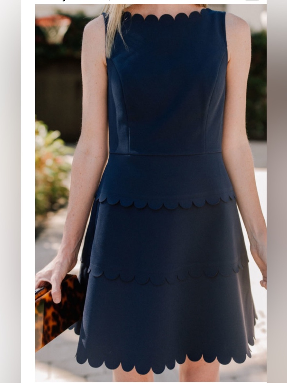 STS Sail to Sable NAVY Scalloped Sleeveless Dress Sz 8